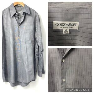Armani Collezione gray and black striped men’s dress shirt 16-32/33